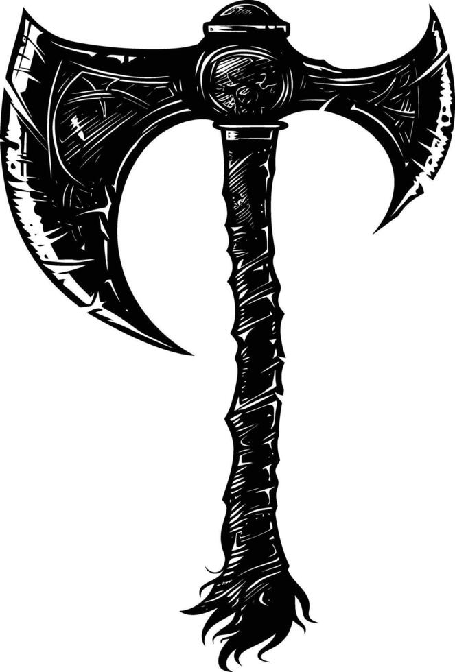 AI generated Silhouette viking ax or axe in mmorpg game black color only vector