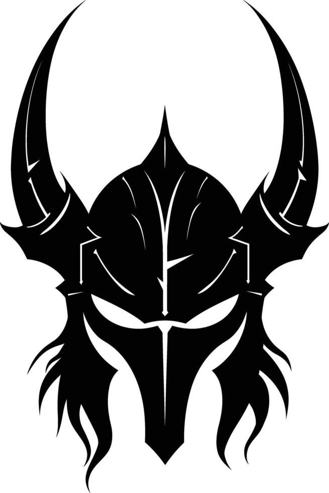 AI generated Silhouette viking helmet in mmorpg game black color only vector