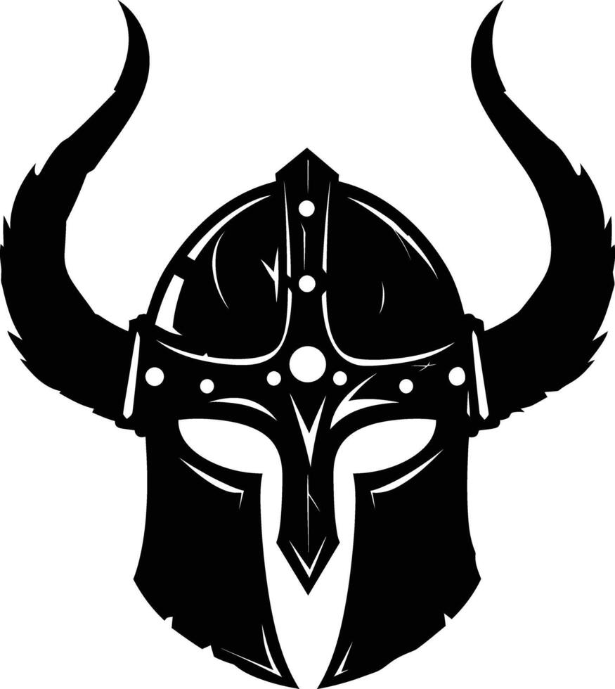 AI generated Silhouette viking helmet in mmorpg game black color only vector