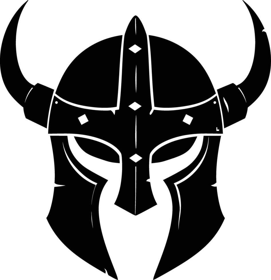 AI generated Silhouette viking helmet in mmorpg game black color only vector
