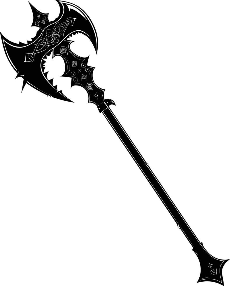 AI generated Silhouette viking club weapon in mmorpg game black color only vector