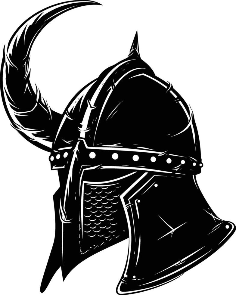 AI generated Silhouette viking helmet in mmorpg game black color only vector