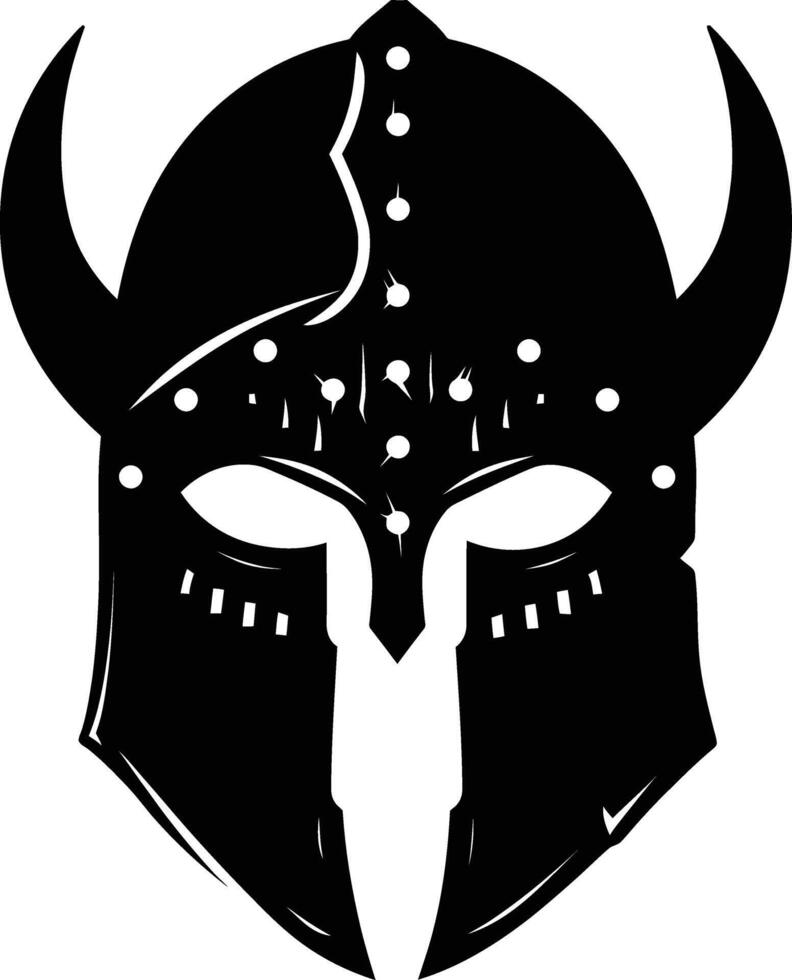 AI generated Silhouette viking helmet in mmorpg game black color only vector