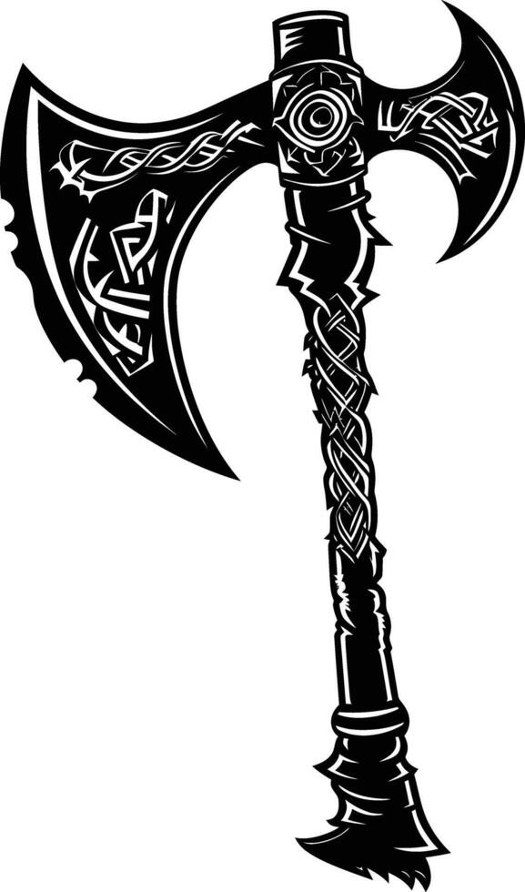 AI generated Silhouette viking ax or axe in mmorpg game black color only vector