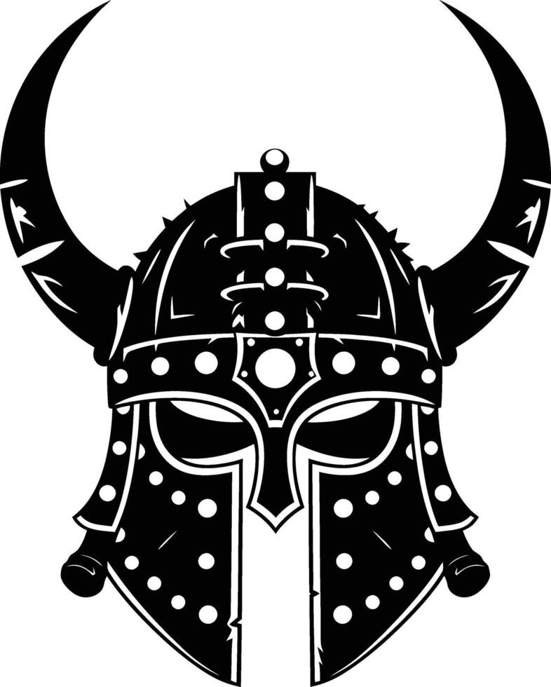 AI generated Silhouette viking helmet in mmorpg game black color only vector