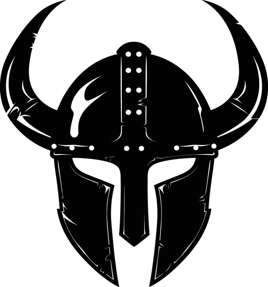 AI generated Silhouette viking helmet in mmorpg game black color only vector