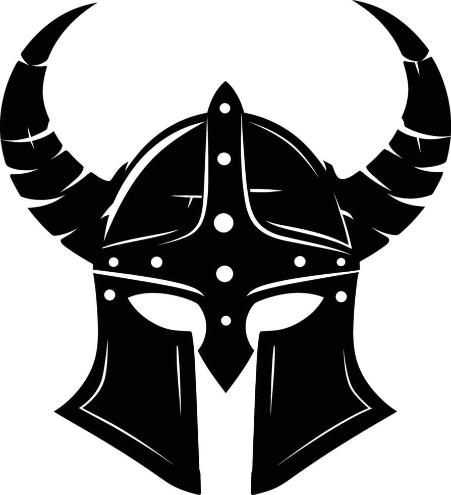 AI generated Silhouette viking helmet in mmorpg game black color only vector