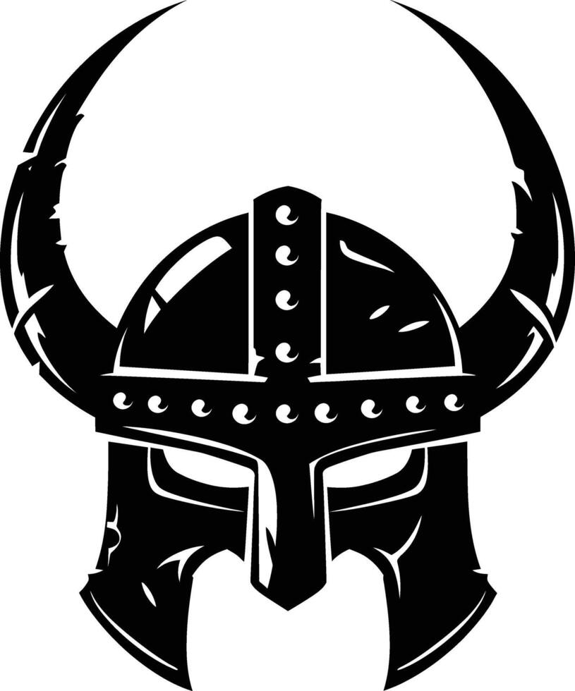 AI generated Silhouette viking helmet in mmorpg game black color only vector