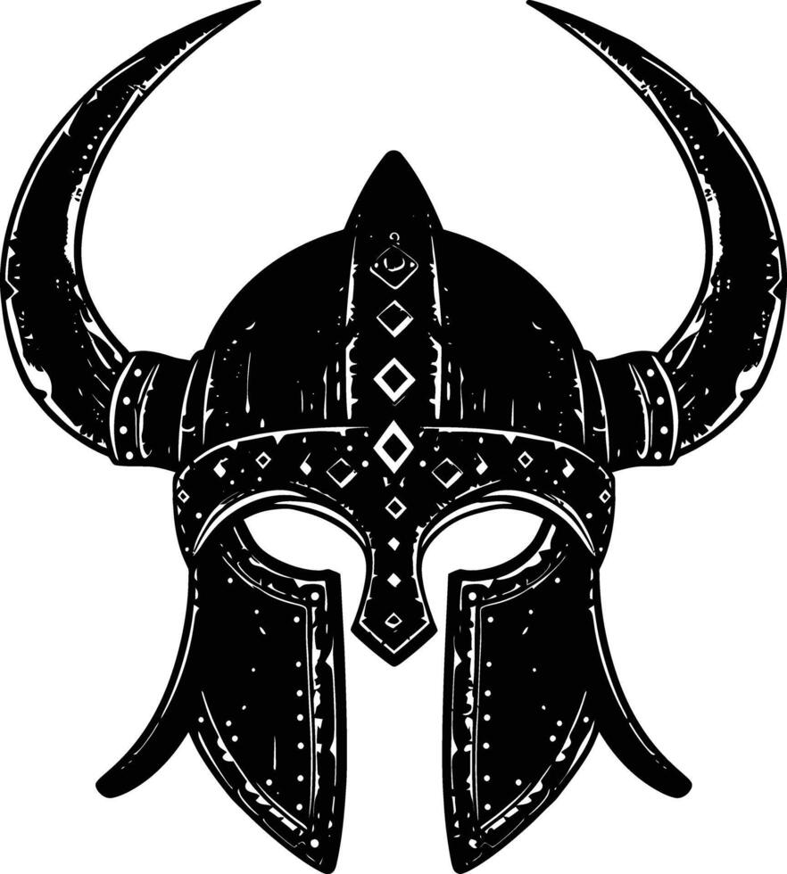 AI generated Silhouette viking helmet in mmorpg game black color only vector