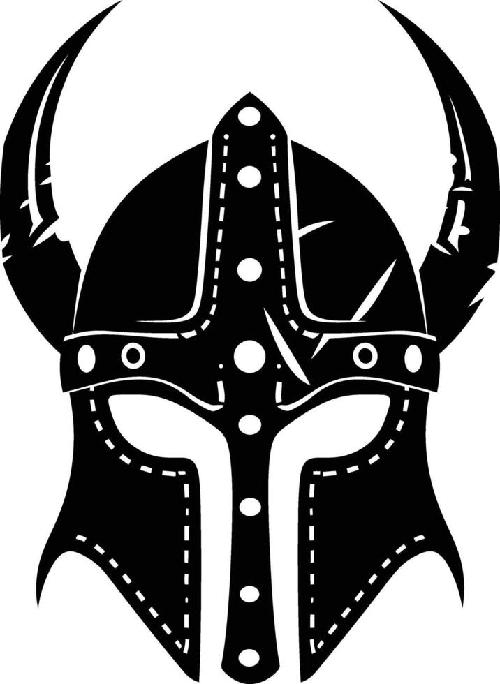 AI generated Silhouette viking helmet in mmorpg game black color only vector