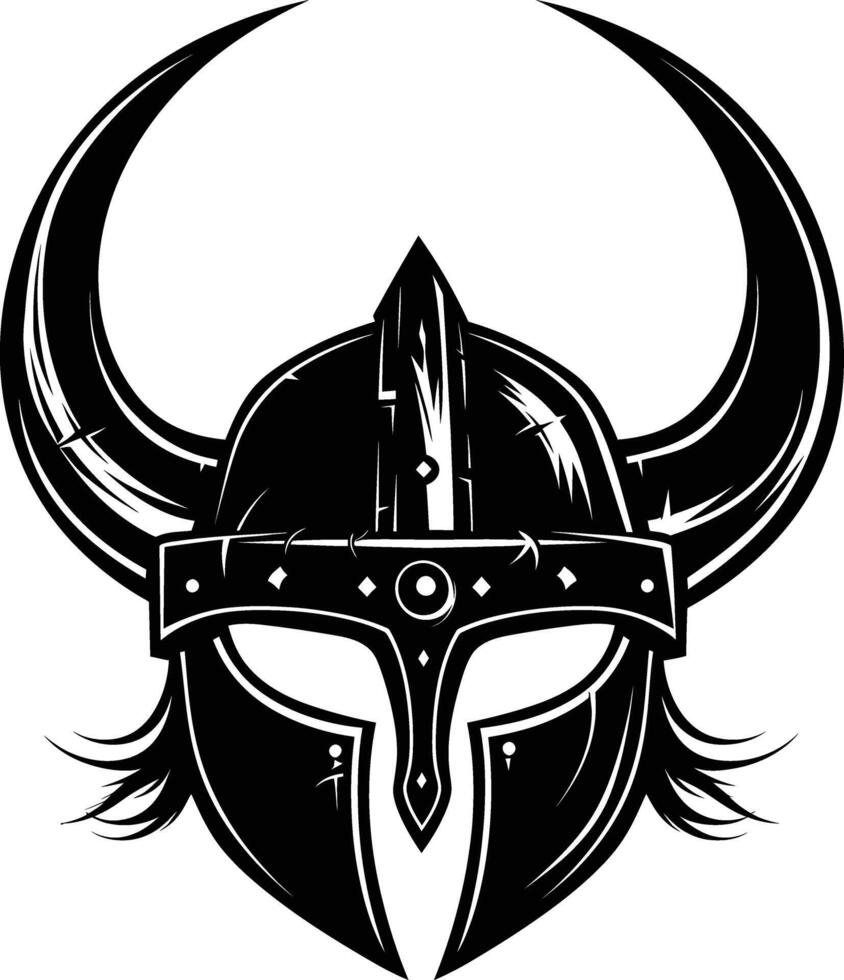 AI generated Silhouette viking helmet in mmorpg game black color only vector