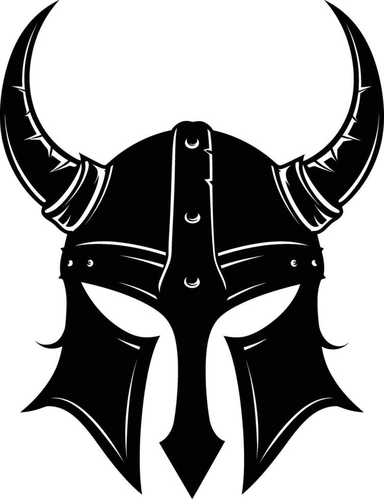 AI generated Silhouette viking helmet in mmorpg game black color only vector