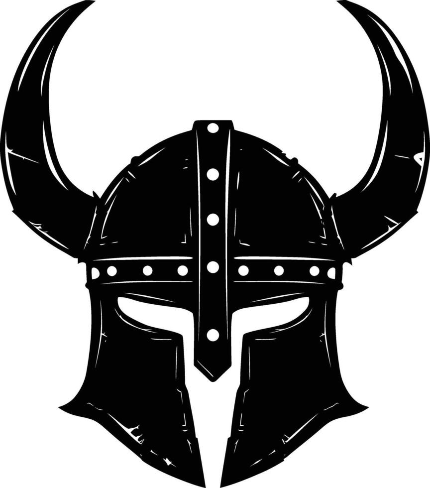 AI generated Silhouette viking helmet in mmorpg game black color only vector