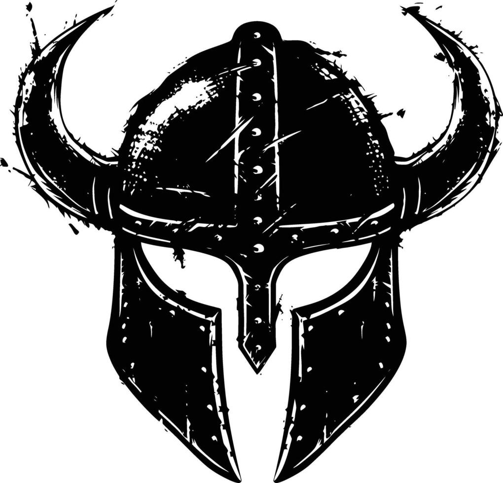 AI generated Silhouette viking helmet in mmorpg game black color only vector