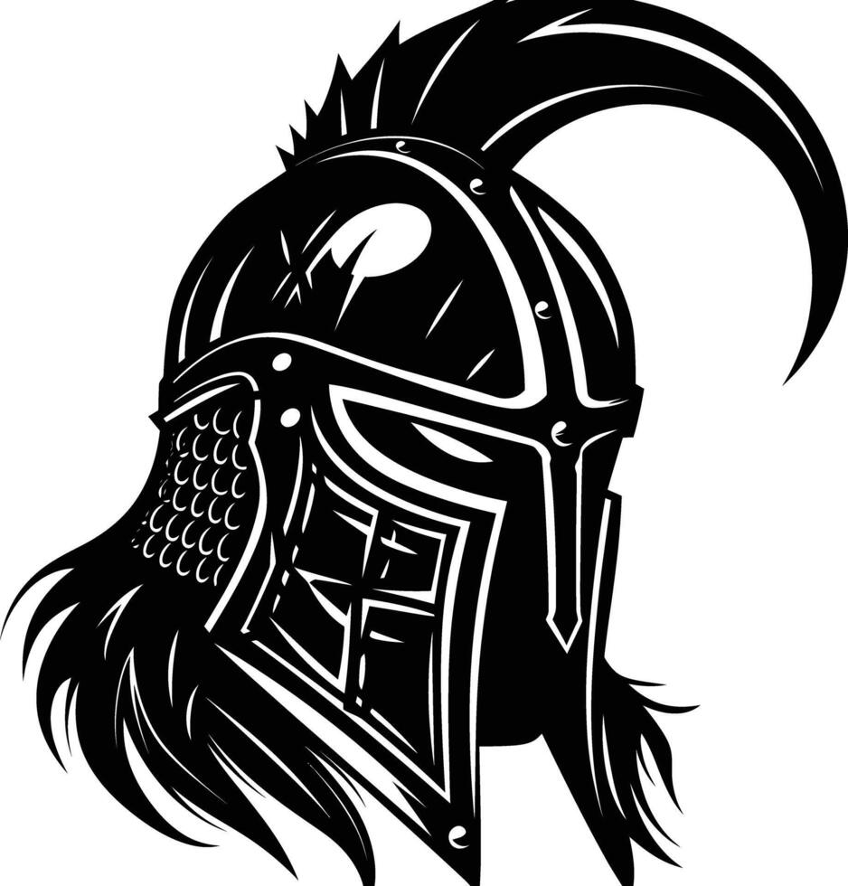 AI generated Silhouette viking helmet in mmorpg game black color only vector