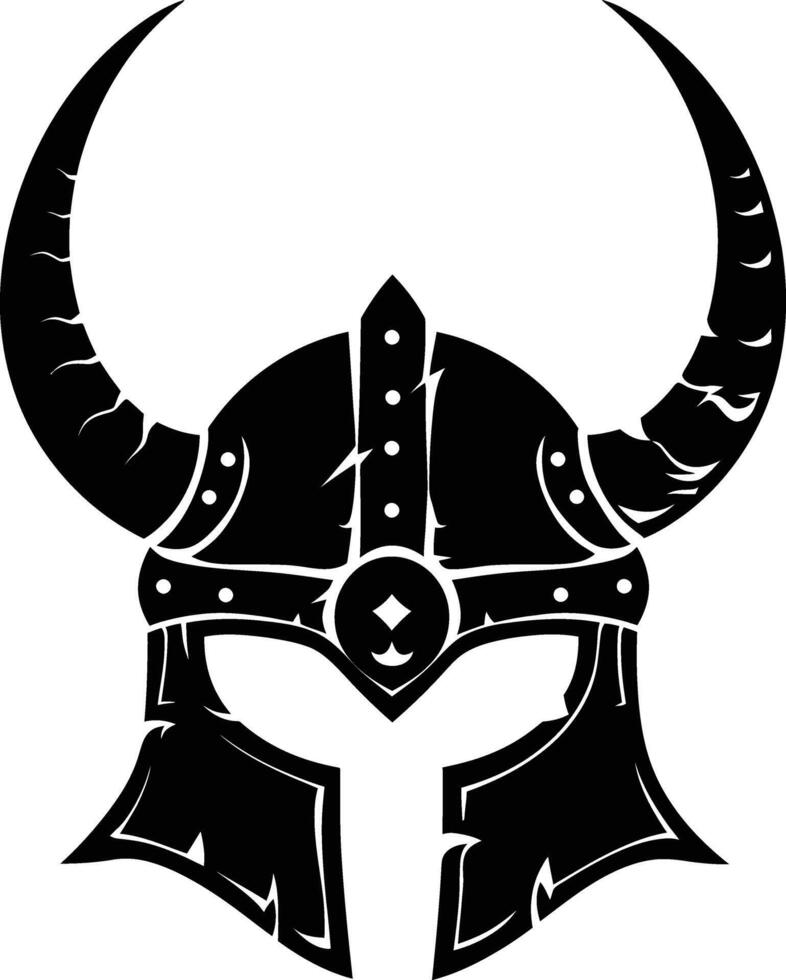 AI generated Silhouette viking helmet in mmorpg game black color only vector