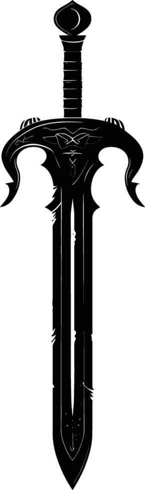 AI generated Silhouette viking sword in mmorpg game black color only vector