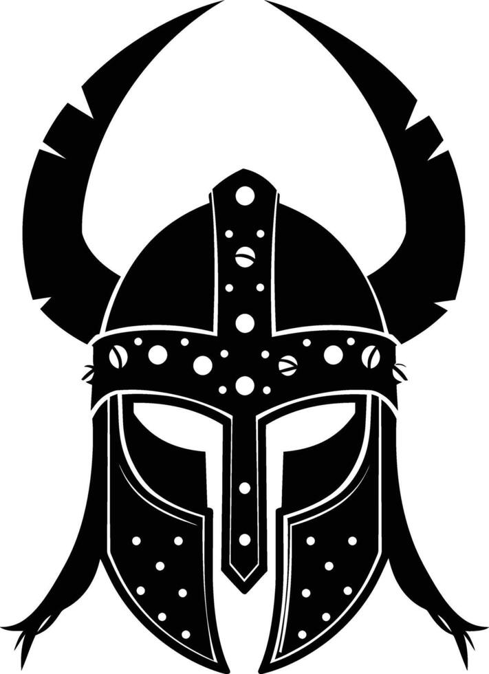 AI generated Silhouette viking helmet in mmorpg game black color only vector