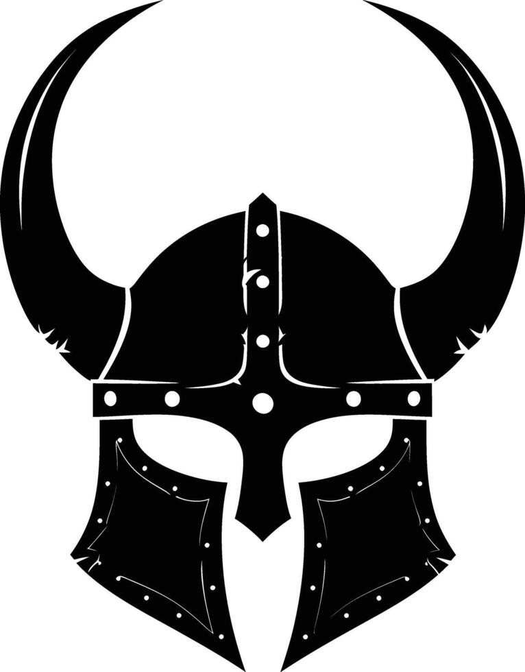AI generated Silhouette viking helmet in mmorpg game black color only vector