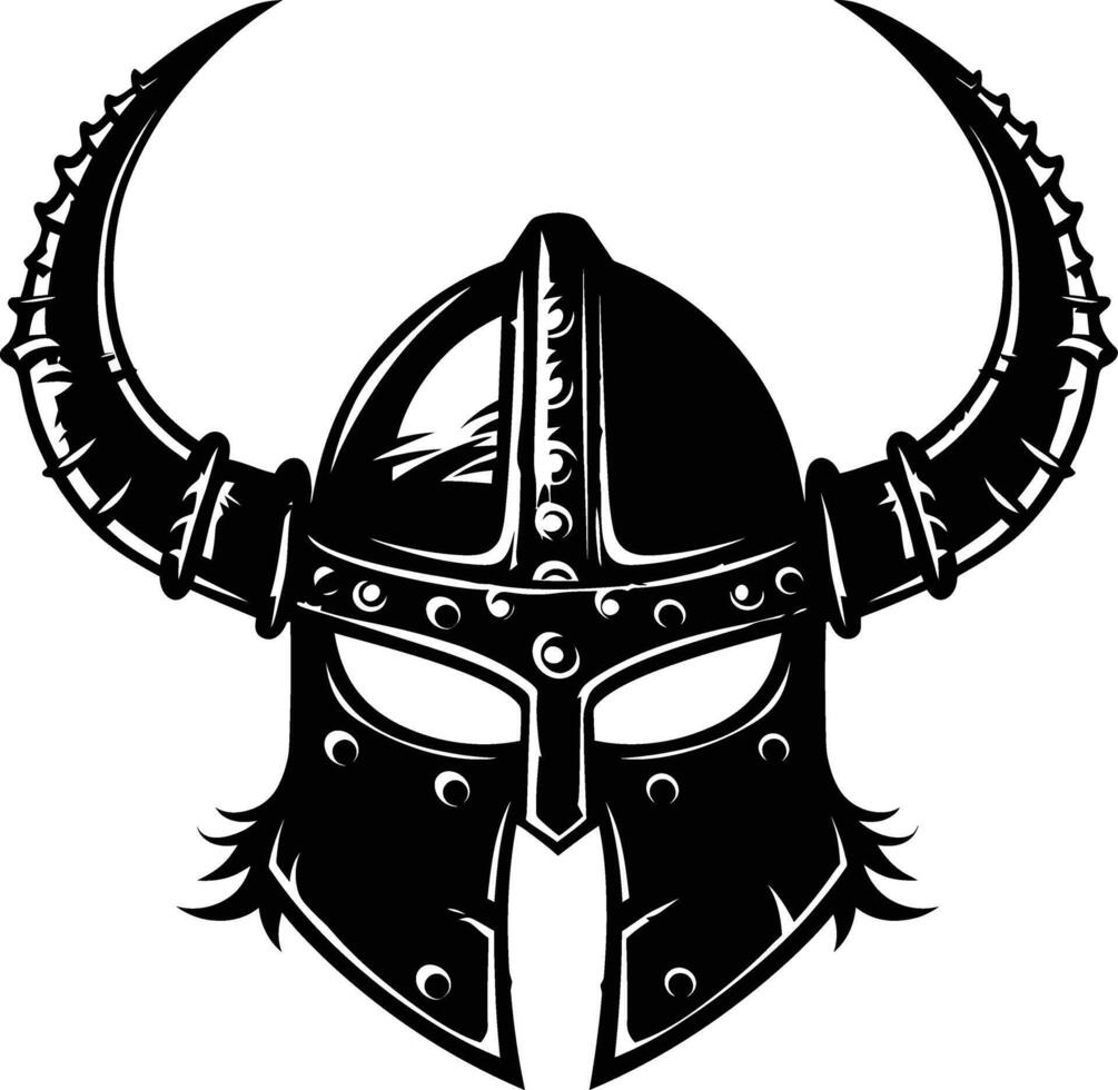 AI generated Silhouette viking helmet in mmorpg game black color only vector