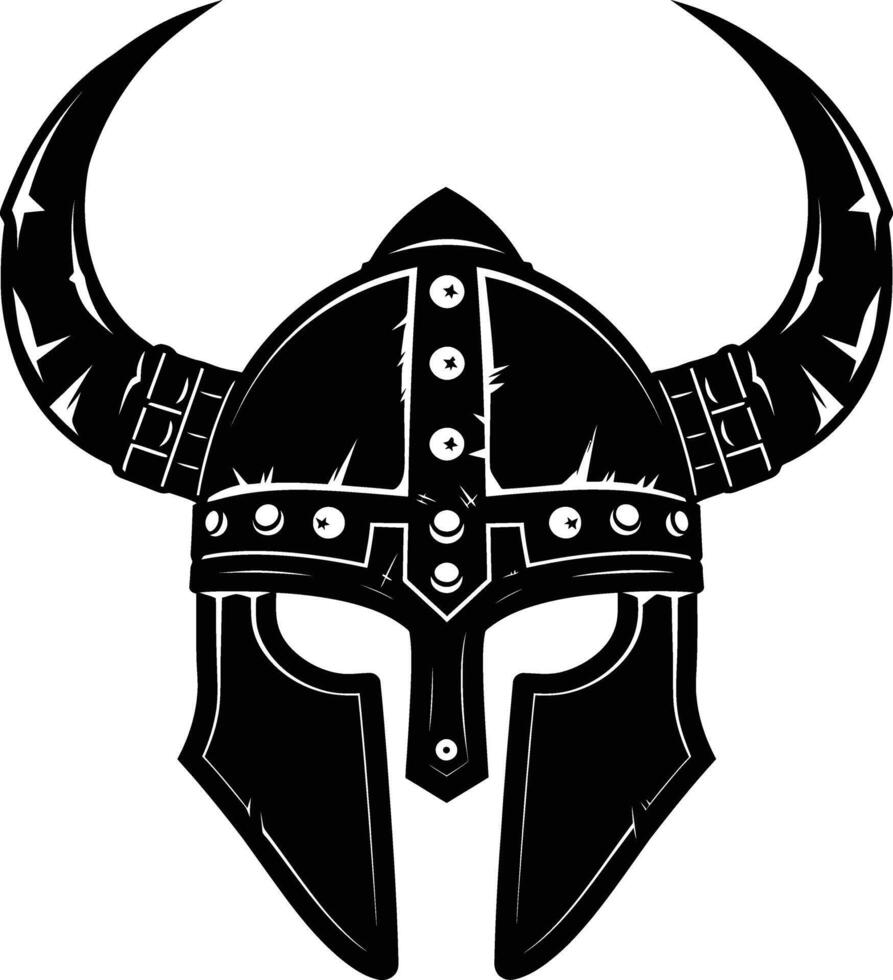 AI generated Silhouette viking helmet in mmorpg game black color only vector