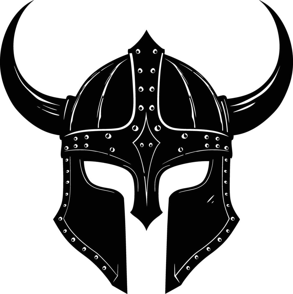 AI generated Silhouette viking helmet in mmorpg game black color only vector