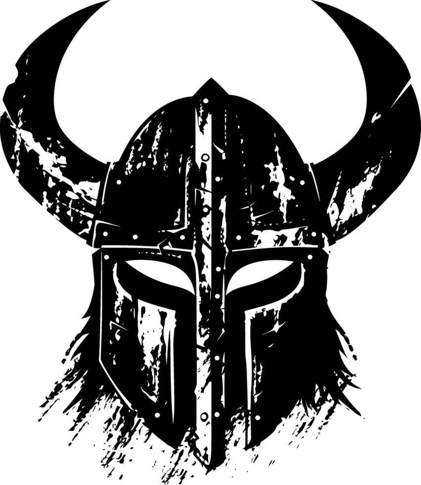 AI generated Silhouette viking helmet in mmorpg game black color only vector