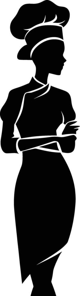 AI generated Silhouette women chef black color only full body vector