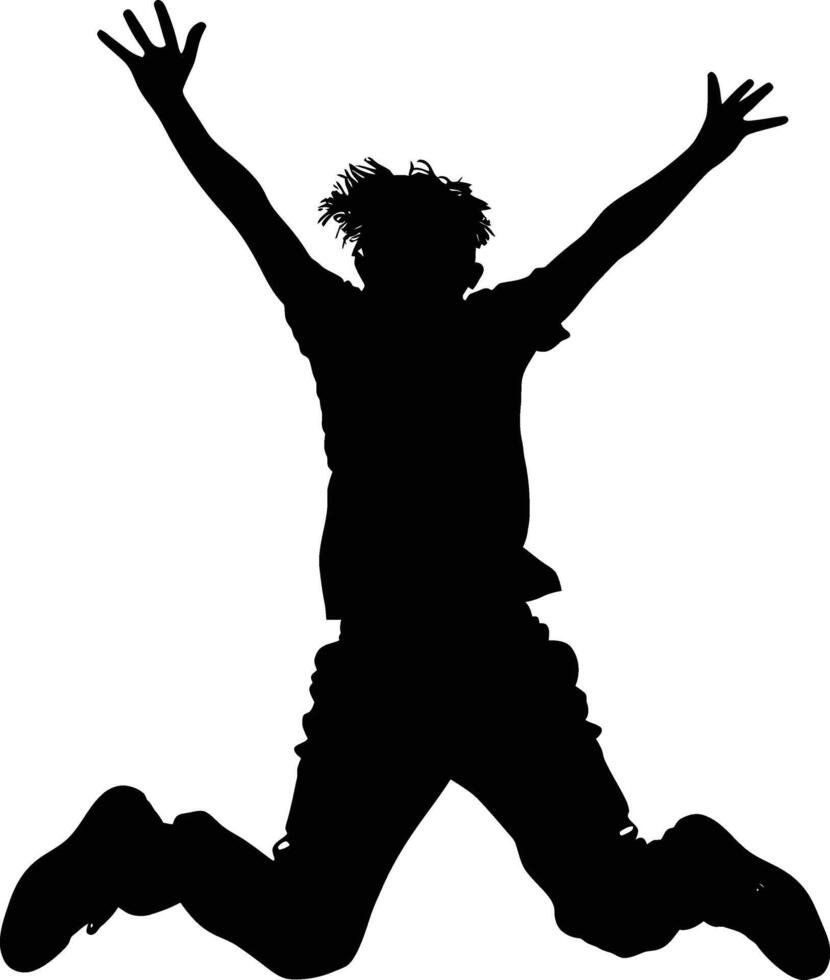 AI generated Silhouette young man jump happy enjoy life full body vector