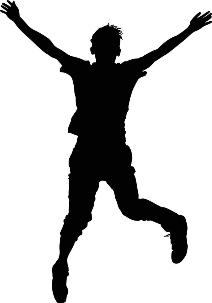 AI generated Silhouette young man jump happy enjoy life full body vector