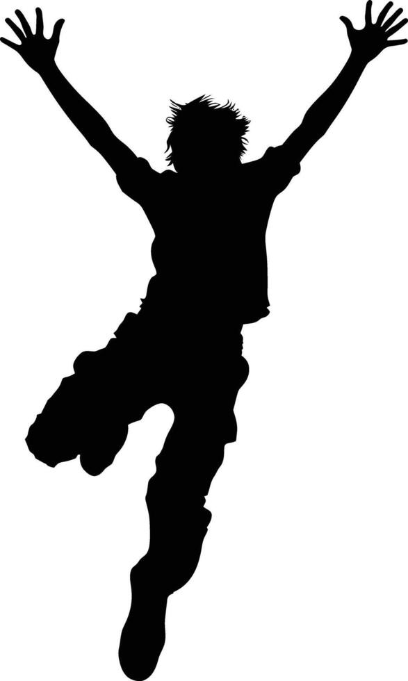 AI generated Silhouette young man jump happy enjoy life full body vector