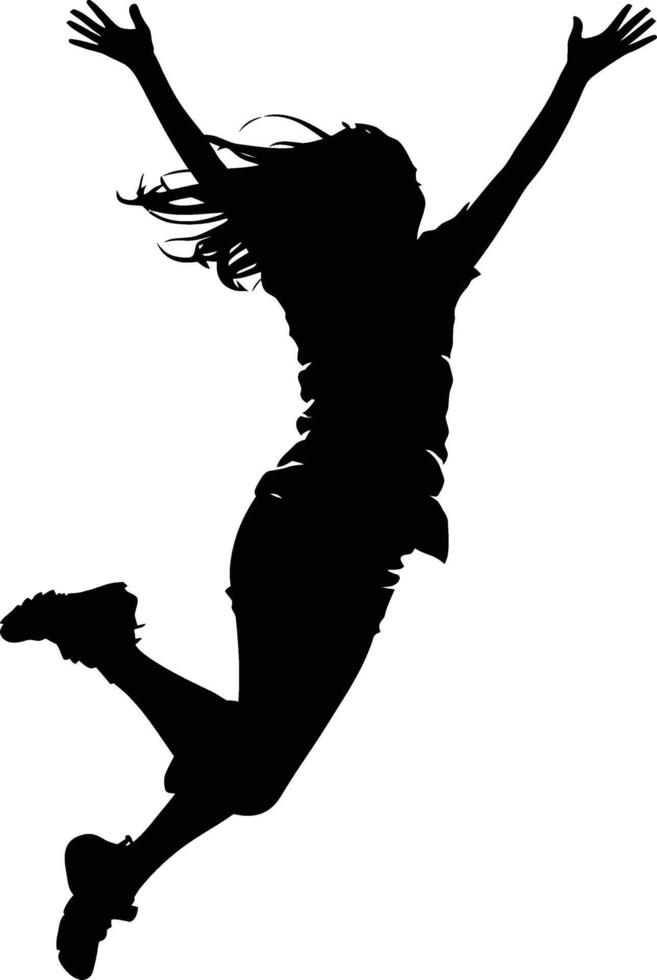 AI generated Silhouette young woman jump happy enjoy life full body vector