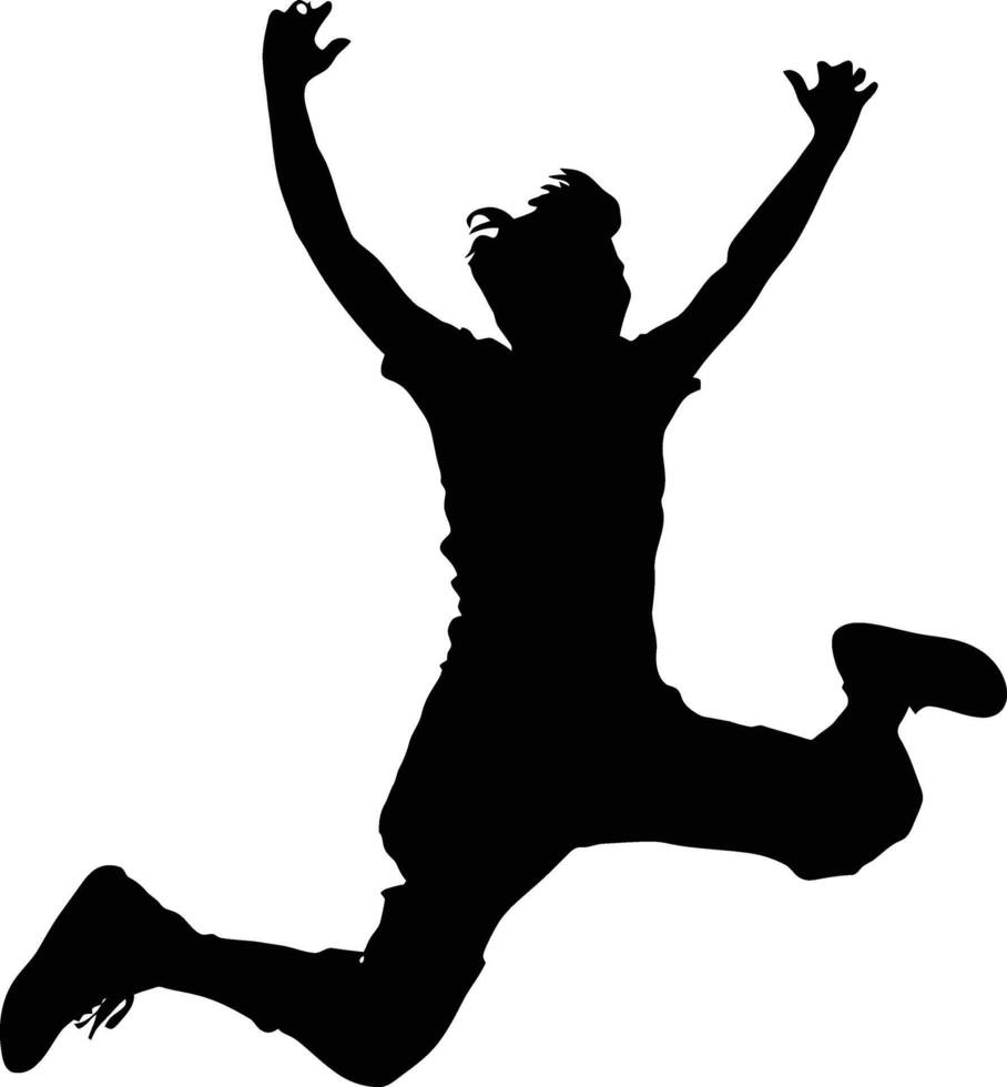 AI generated Silhouette young man jump happy enjoy life full body vector