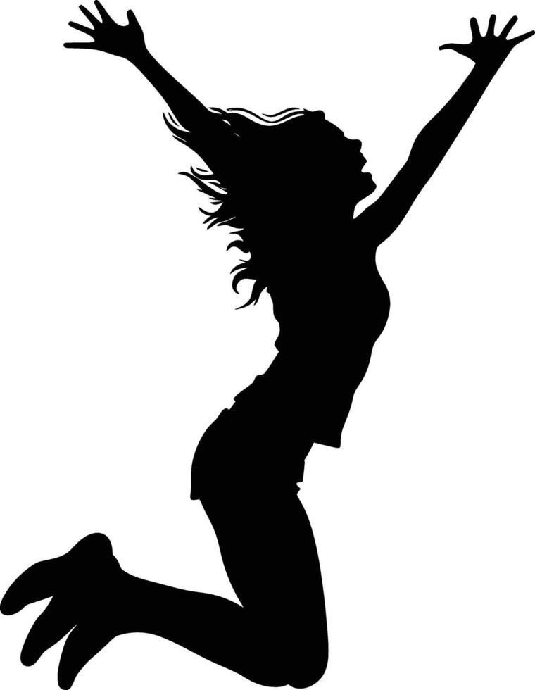 AI generated Silhouette young woman jump happy enjoy life full body vector