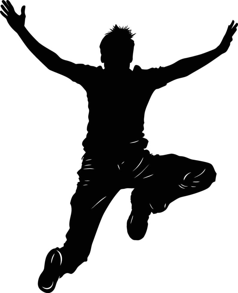 AI generated Silhouette young man jump happy enjoy life full body vector