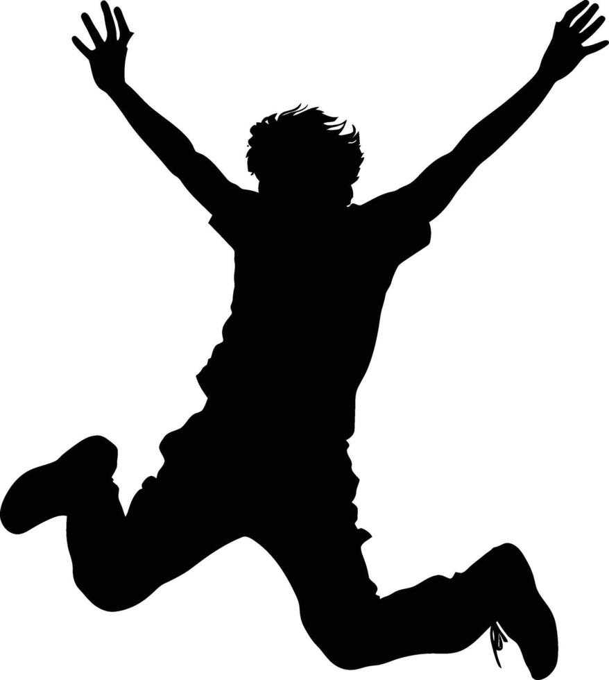 AI generated Silhouette young man jump happy enjoy life full body vector