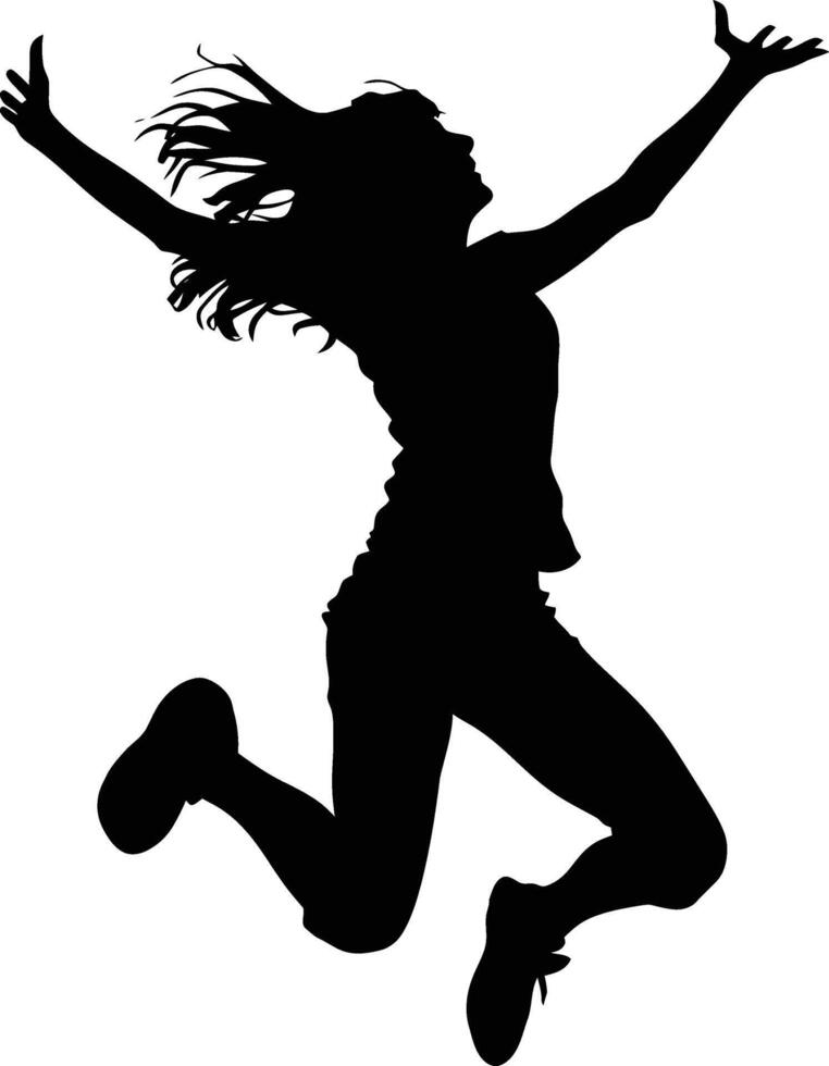 AI generated Silhouette young woman jump happy enjoy life full body vector