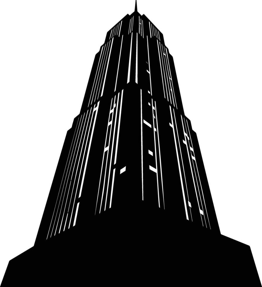 AI generated Silhouette skyscraper black color only vector