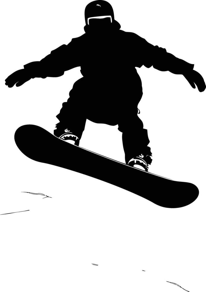 ai generado silueta tabla de snowboard saltos en el aire negro color solamente vector