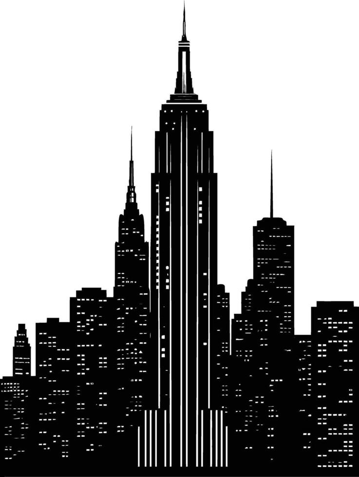 AI generated Silhouette skyscraper black color only vector