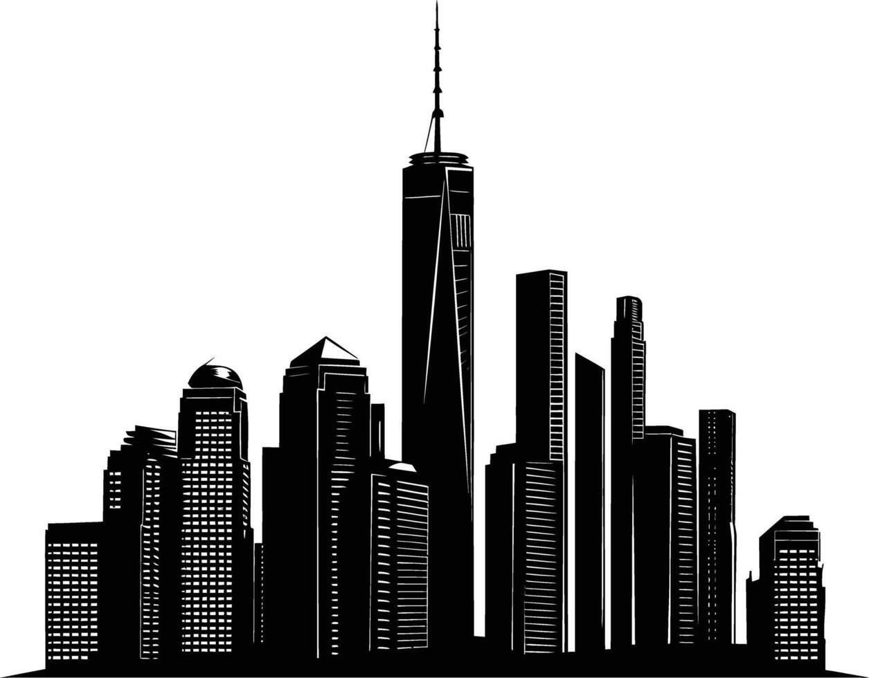 AI generated Silhouette skyscrapers black color only vector