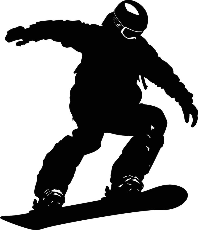 AI generated Silhouette snowboard jumps in the air black color only vector