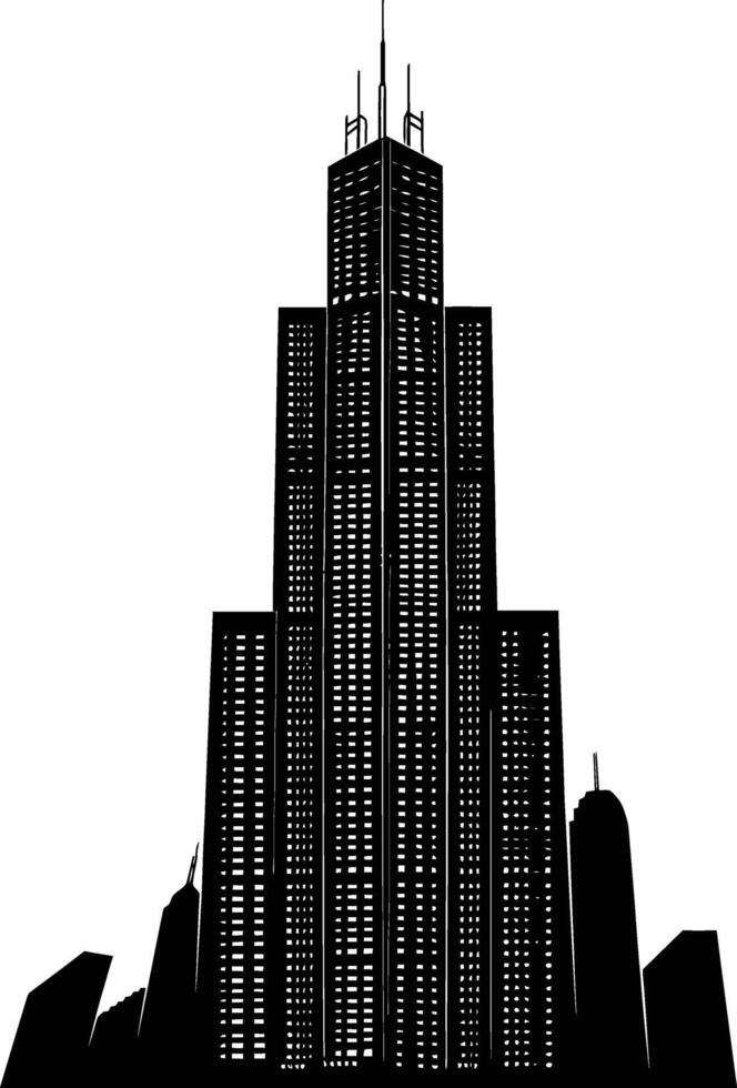 AI generated Silhouette skyscraper black color only vector