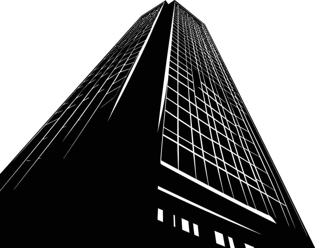 AI generated Silhouette skyscraper black color only vector