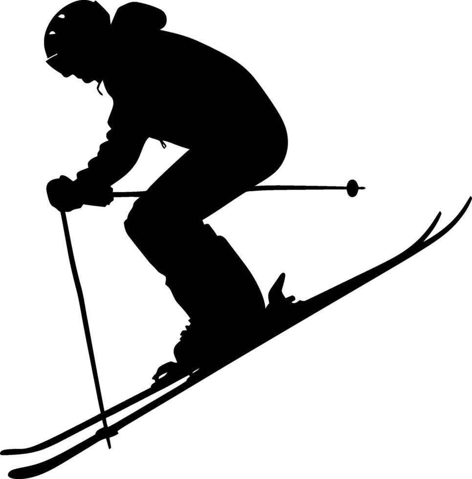 AI generated Silhouette ski jumps in the air black color only full body vector