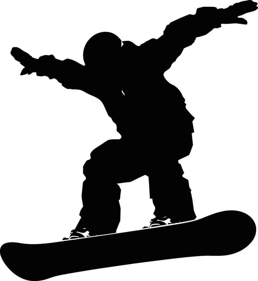 AI generated Silhouette snowboard jumps in the air black color only vector