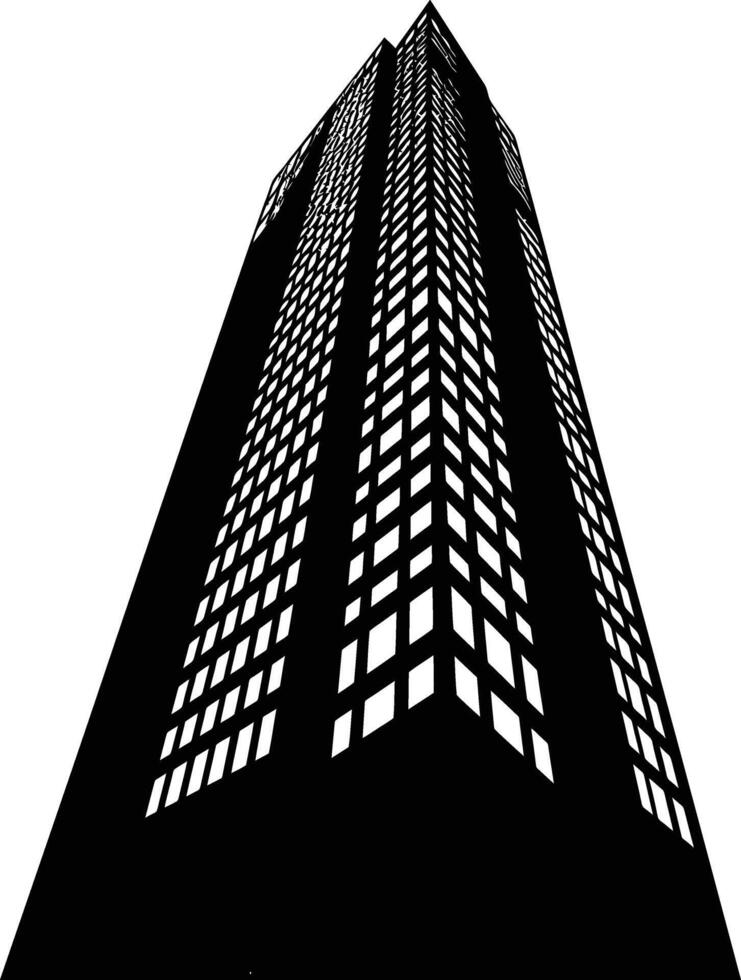 AI generated Silhouette skyscraper black color only vector