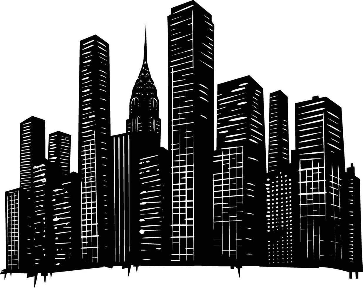 AI generated Silhouette skyscrapers black color only vector