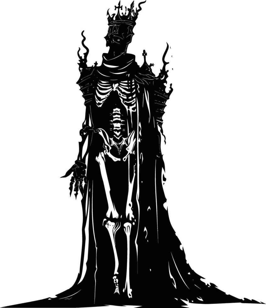 AI generated Silhouette undead king in mmorpg game black color only vector