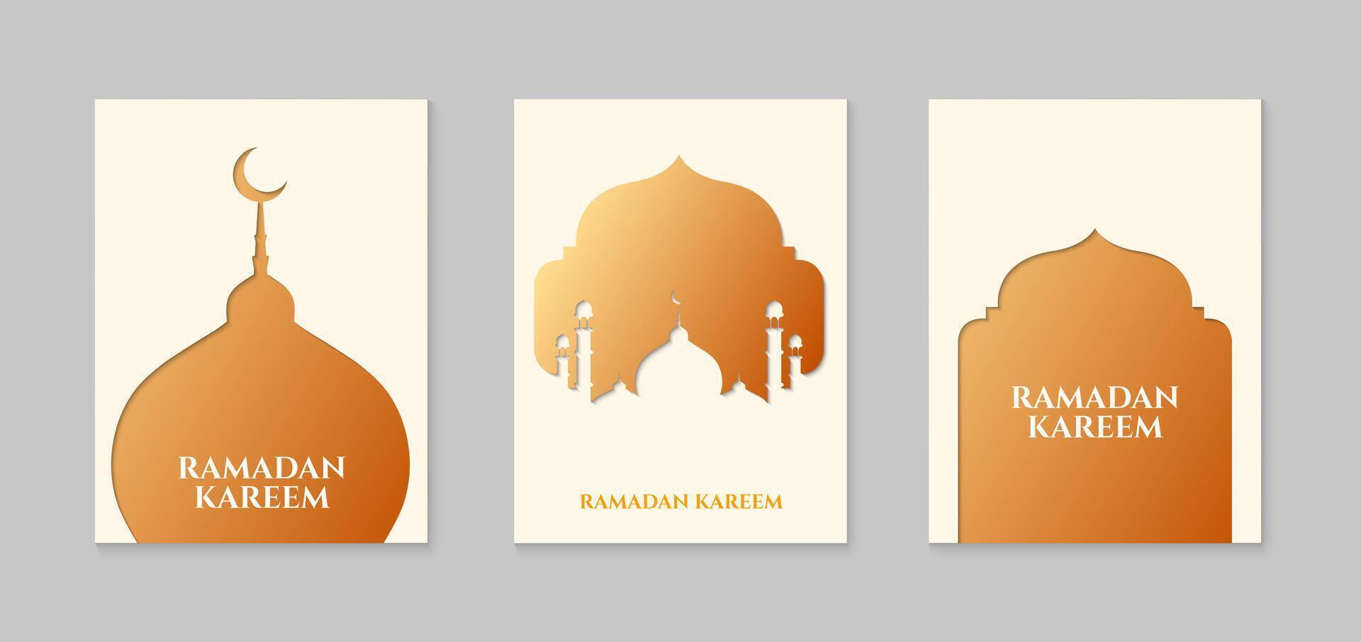 conjunto de islámico Ramadán kareem saludo tarjeta diseño modelo. vector ilustración